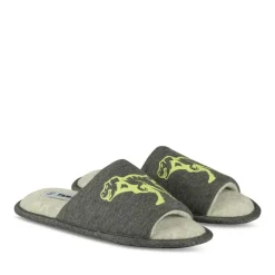 Chaussons GRIS Garçon Motif Dinosaure A Enfiler