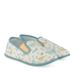Chaussons GRIS Garçon Motif Dinosaure A Enfiler