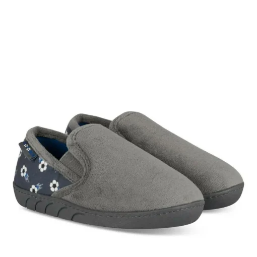 Chaussons GRIS Garçon Motif Uni A Enfiler