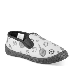 Chaussons GRIS Garçon Motif Uni A Enfiler
