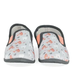 Chaussons GRIS Garçon Motif Animal A Enfiler