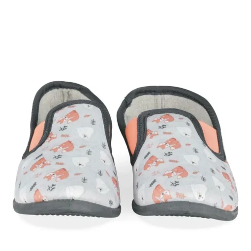 Chaussons GRIS Garçon Motif Animal A Enfiler