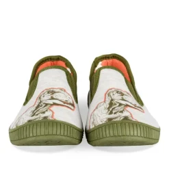 Chaussons GRIS Garçon Motif Dinosaure A Enfiler