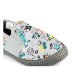 Chaussons GRIS Garçon Motif Dinosaure A Enfiler