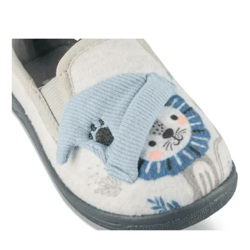 Chaussons GRIS Garçon Motif Uni A Enfiler