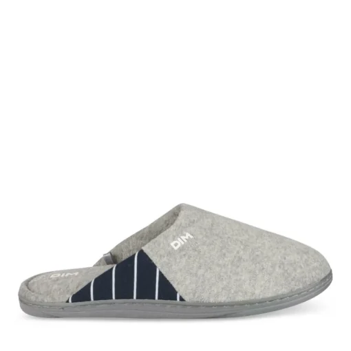Chaussons GRIS Homme Motif Uni A Enfiler