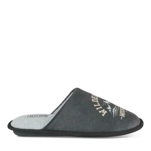 Chaussons GRIS Homme Motif Uni A Enfiler