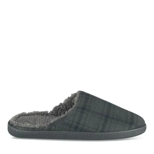 Chaussons GRIS Homme Motif Uni A Enfiler