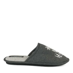 Chaussons GRIS Homme Motif Uni A Enfiler