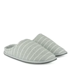 Chaussons GRIS Homme Motif Rayures A Enfiler