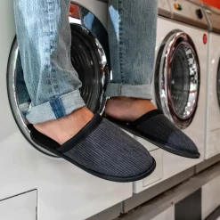 Chaussons GRIS Homme Motif Uni A Enfiler