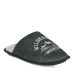 Chaussons GRIS Homme Motif Uni A Enfiler