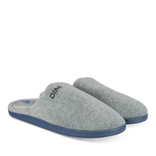 Chaussons GRIS Homme Motif Uni A Enfiler