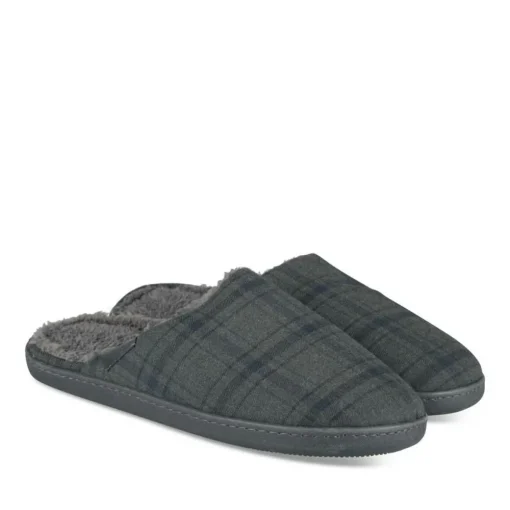 Chaussons GRIS Homme Motif Uni A Enfiler