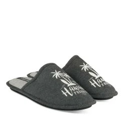 Chaussons GRIS Homme Motif Uni A Enfiler