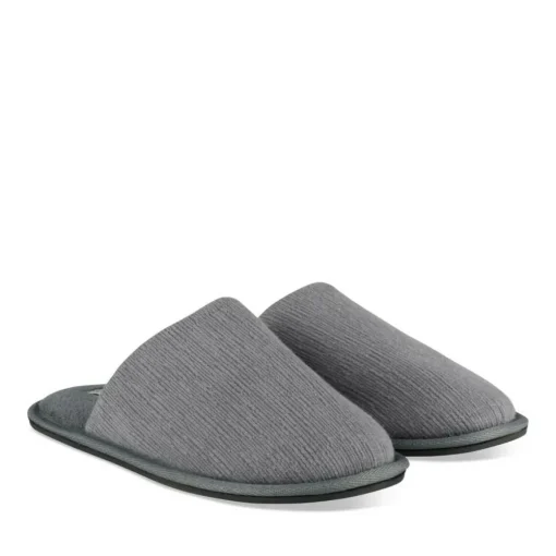 Chaussons GRIS Homme Motif Uni A Enfiler