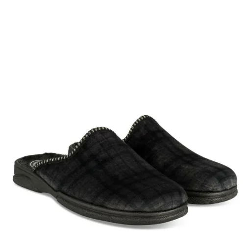 Chaussons GRIS Homme Motif Uni A Enfiler