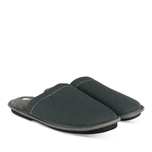 Chaussons GRIS Homme Motif Uni A Enfiler