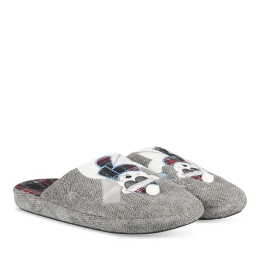Chaussons GRIS Homme Motif Uni A Enfiler