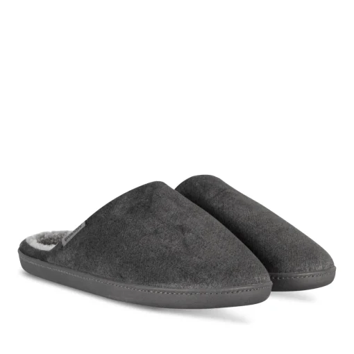 Chaussons GRIS Homme Motif Uni A Enfiler