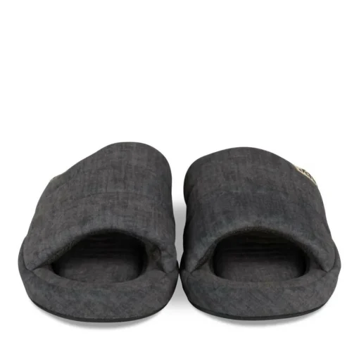 Chaussons GRIS Homme Motif Uni A Enfiler