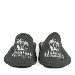 Chaussons GRIS Homme Motif Uni A Enfiler