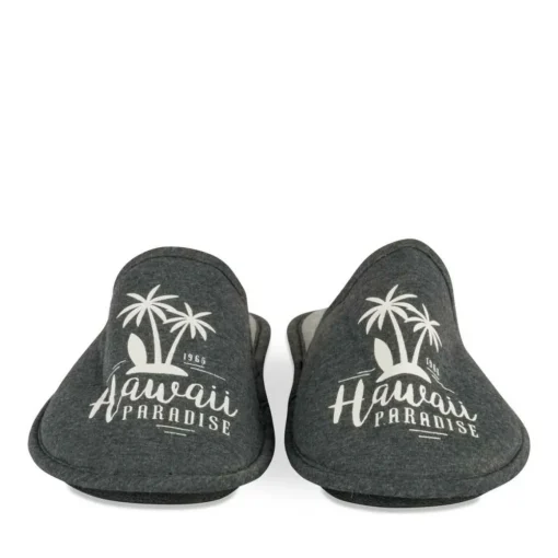 Chaussons GRIS Homme Motif Uni A Enfiler