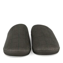 Chaussons GRIS Homme Motif Carreaux A Enfiler