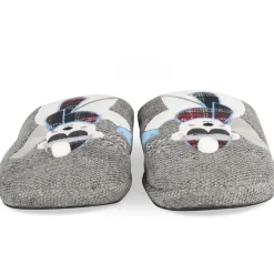 Chaussons GRIS Homme Motif Uni A Enfiler