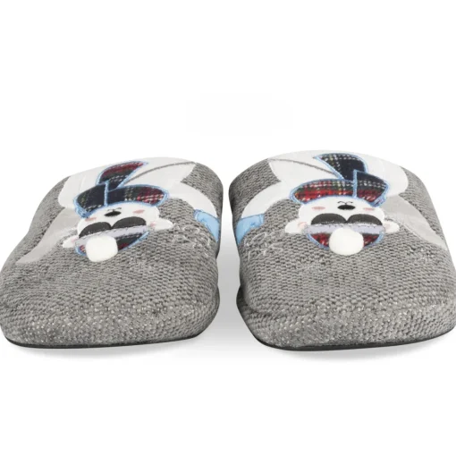 Chaussons GRIS Homme Motif Uni A Enfiler