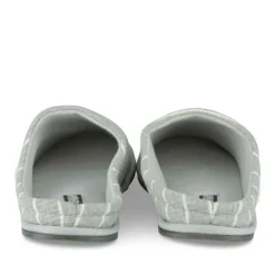 Chaussons GRIS Homme Motif Rayures A Enfiler