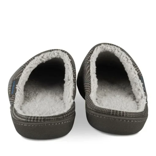 Chaussons GRIS Homme Motif Carreaux A Enfiler