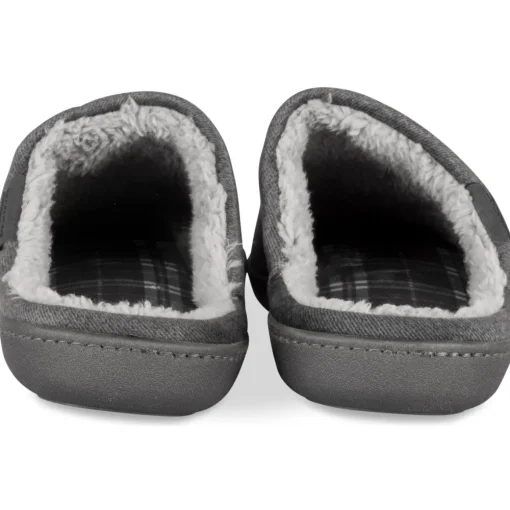 Chaussons GRIS Homme Motif Uni A Enfiler