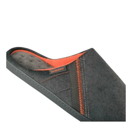 Chaussons GRIS Homme Motif Uni A Enfiler