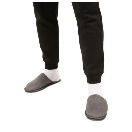 Chaussons GRIS Homme Motif Uni A Enfiler