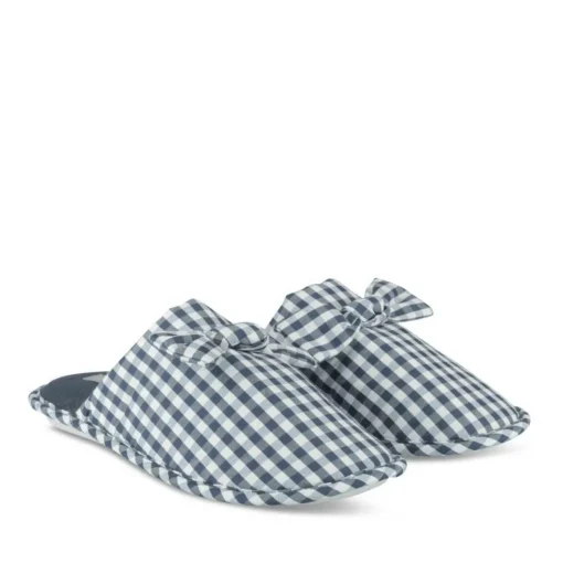 Chaussons MARINE Femme Motif Carreaux A Enfiler