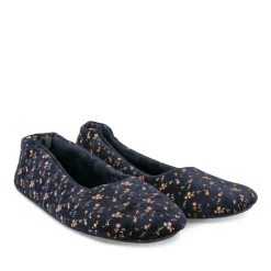 Chaussons MARINE Femme Motif Fleuri A Enfiler
