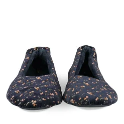 Chaussons MARINE Femme Motif Fleuri A Enfiler