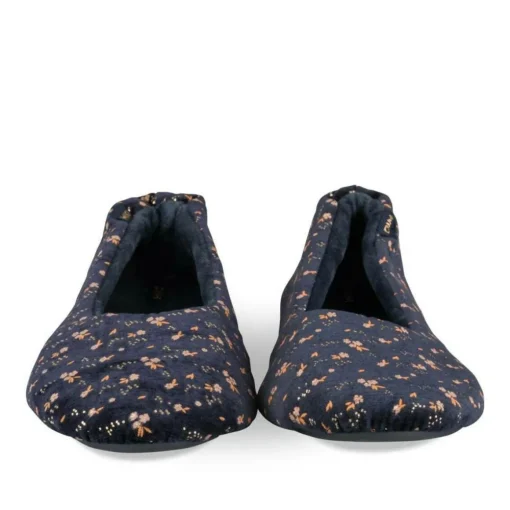 Chaussons MARINE Femme Motif Fleuri A Enfiler