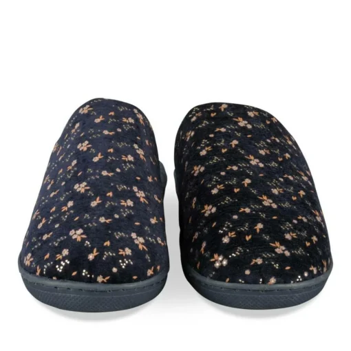 Chaussons MARINE Femme Motif Fleuri A Enfiler