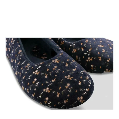 Chaussons MARINE Femme Motif Fleuri A Enfiler