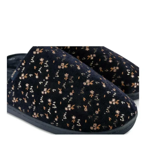 Chaussons MARINE Femme Motif Fleuri A Enfiler