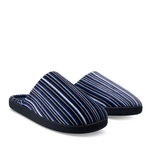 Chaussons MARINE Homme Motif Rayures A Enfiler