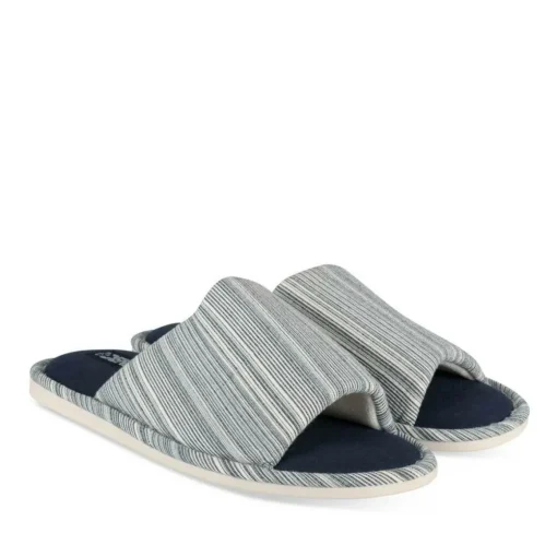 Chaussons MARINE Homme Motif Rayures A Enfiler