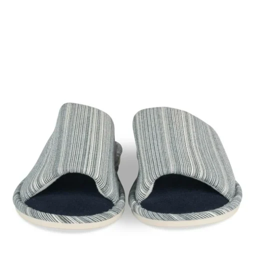 Chaussons MARINE Homme Motif Rayures A Enfiler