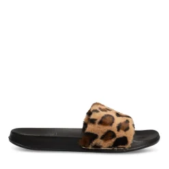 Chaussons MARRON Femme Motif Animal A Enfiler