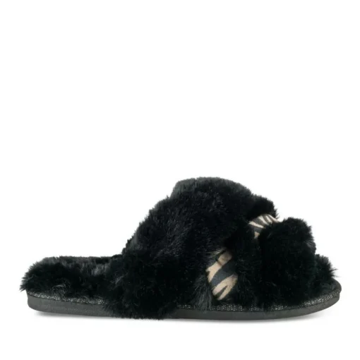 Chaussons MARRON Femme Motif Animal A Enfiler