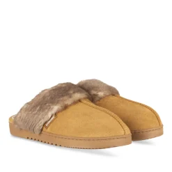 Chaussons MARRON Femme Motif Uni A Enfiler