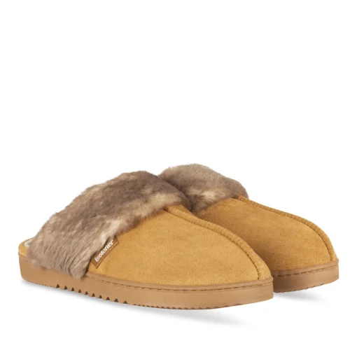Chaussons MARRON Femme Motif Uni A Enfiler