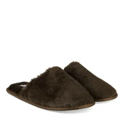 Chaussons MARRON Femme Motif Uni A Enfiler